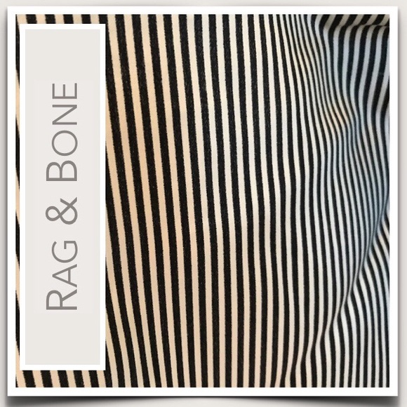 Rag & Bone Silk “Greta” Blouse in Black & White, Thin-Stripes, Off-the-Shoulder - Picture 10 of 10